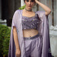 Rajwada - Purple Chinon Semi Stitched Indo Western Dress