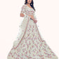 Rajwada White Embroidered Soft Net Semi Stitched Lehenga With Blouse For Women