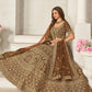 Rajwada Brown Organza Blend Embroidered Semi Stitched Lehenga With Unstitched Blouse for Women