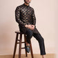 Rajwada Black Silk Blend Sequins Stitched Kurta For Men