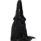 Rajwada Black Embroidered Potli Bag with Tassels For Women