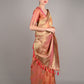 Orange Satin Nylon Woven Saree With Unstitched Blouse