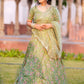 Rajwada Women Light Green Floral Semi Stitched Lehenga With Unstitched Blouse
