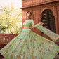 Rajwada Olive Embroidered Organza Semi Stitched Lehenga With Blouse For Women