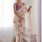 Rajwada Cream Georgette Printed Saree For Women