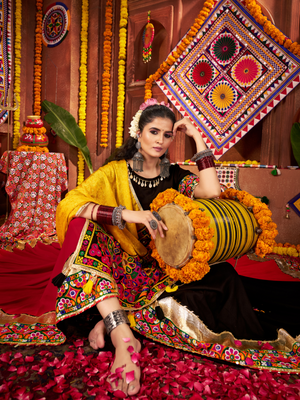 Rajwada Pink And Brown Cotton Blend Embroidered Semi-Stitched lehenga For Women
