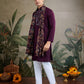 Rajwada Wine Viscose Rayon Woven Kurta For Men