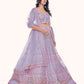 Rajwada Lavender Embroidered Soft Net Semi Stitched Lehenga With Blouse For Women