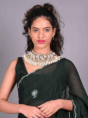 Rajwada White Beads And Kundan Embellished Choker Set For Women
