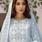 Rajwada Blue Organza Embroidered Semi Stitched Salwar Suit For Women