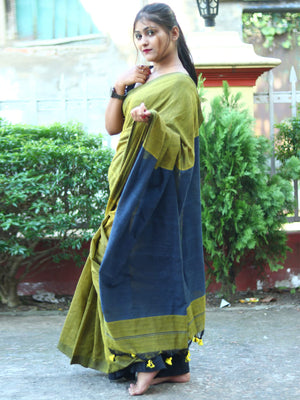 Rajwada Green Cotton  Saree  With Unstitched Blouse for Women