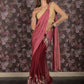 Rajwada Maroon Embroidered Crepe Saree With Unstitched Blouse For Women
