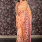 Rajwada Yellow Floral Print Cotton Blend Saree with Unstitched Blouse for Women
