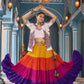Rajwada Multicolor Viscose Rayon Stitched Lehenga Set For Women