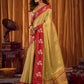 Rajwada Golden And Red Silk Blend Solid Saree For Women