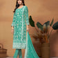 Rajwada Sea green Embroidered Semi Stitched Kurta Set  For Women