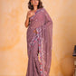 Rajwada Mauve Georgette Embroidered Saree With Unstitched Blouse For Women