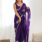 Rajwada Violet Chiffon Embroidered Elegant Saree For Women