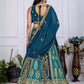 Rajwada Blue And Teal Georgette Embroidered Semi-Stitched lehenga For Women