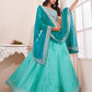 Rajwada Blue Shibori Crepe Embroidered Semi Stitched Lehenga With Unstitched Blouse for Women