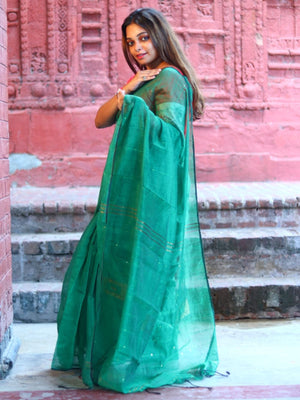 Rajwada Green Cotton  Saree  With Unstitched Blouse for Women