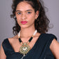 Rajwada Green Faux Pearls Embellished Kundan Neck Piece For Women