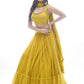 Rajwada Mustard Chinon Embellished Stitched Lehenga With Stitched Blouse For Women