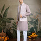Rajwada Lavender Silk Blend Embellished Kurta For Men