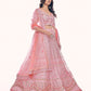 Rajwada Pink Embroidered Soft Net Semi Stitched Lehenga With Blouse For Women