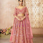Rajwada Pink Banarasi Silk Embroidered Semi-Stitched Lehenga For Women