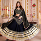 Rajwada Black Viscose Cotton Embroidered Semi-Stitched Lehenga Choli For Women