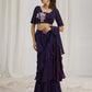 Rajwada Purple Organza Solid Ready To Wear Saree With Stitched Blouse For Women