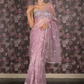 Rajwada Lilac Organza Embroidered Saree Without Blouse For Women