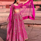 Rajwada Pink Silk Blend Embellished Semi-Stitched Lehenga For Women