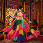 Rajwada Multicolor Cotton Blend Printed With Mirror Work Semi-Stitched lehenga For Women