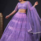 Rajwada Women Lavender Net Embroidered Semi Stitched Lehenga Choli