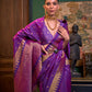 Rajwada Purple Silk Blend Woven Saree With Unstitched Blouse for Women