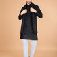 Rajwada Black Viscose Silk Embellished Stitched Kurta For Men