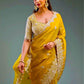 Rajwada Mustard Silk Blend Embroidered Elegant Saree For Women