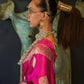 Rajwada Pink Silk Blend Woven Saree With Unstitched Blouse for Women