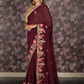 Rajwada Purple Floral Embroidered Georgette Saree with Unstitched Blouse for Women