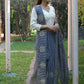 Rajwada Grey Embroidered Simmar Saree with Unstitched Blouse for Women