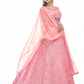 Rajwada Women Pink Embroidered Georgette Semi Stitched Lehenga With Unstitched Blouse