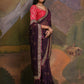 Rajwada Wine Embellished Georgette Saree With Unstitched Blouse For Women