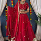 Rajwada Red Georgette Embellished Semi-Stitched lehenga For Women