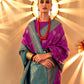 Rajwada Purple Silk Blend Woven Saree With Unstitched Blouse For Women