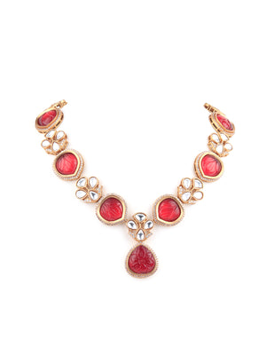 Rajwada White And Red Alloy Jewellery Set For Women