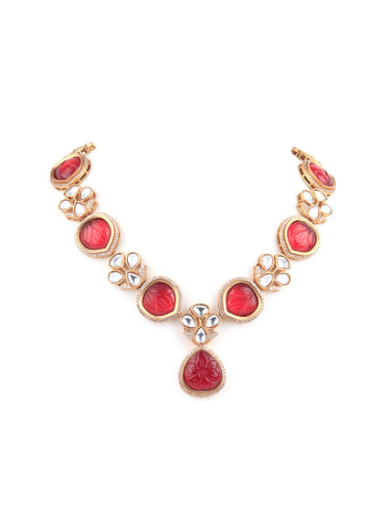 Rajwada White And Red Alloy Jewellery Set For Women