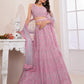 Rajwada Pink Net Embellished Semi Stitched Lehenga With Unstitched Blouse for Women