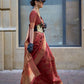 Rajwada Red Organza Woven Saree With Unstitched Blouse For Women
